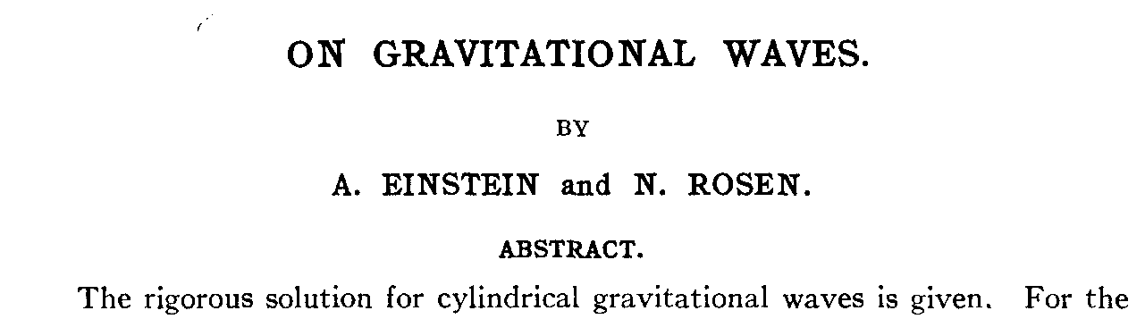A. Einstein & N. Rosen, Gravitational Waves