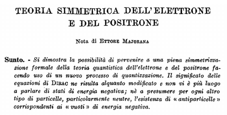E. Majorana, Teoria simmetrica dell'elettrone e del positrone
